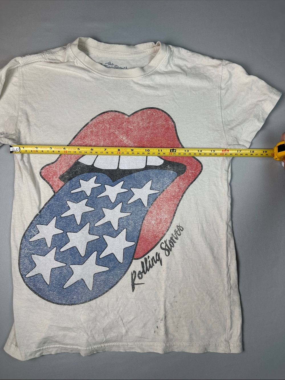 Rolling Stones Music White Shirt Red Lips Blue Star Tongue - Picture 3 of 6